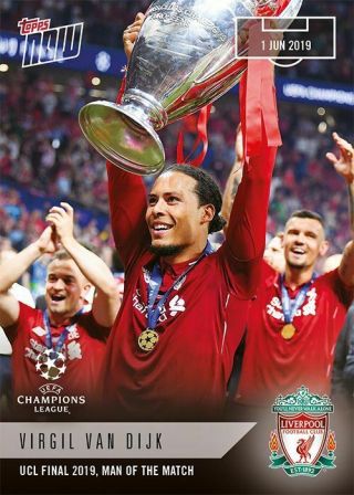 2018 - 19 Topps Now Uefa Ucl Champions League 68 Virgil Van Dijk Liverpool Fc