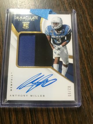 2018 Immaculate Collegiate Anthony Miller 70/99 Patch Auto Rc Rpa Bears