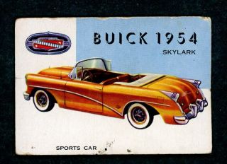 1954 - 55 Topps Worlds On Wheels Card - 170 Buick Skylark 1954 Short Print - Good