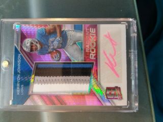 2018 Spectra Kerryon Johnson Pink Refractor Auto Patch Rookie 9/15 Ssp Rc