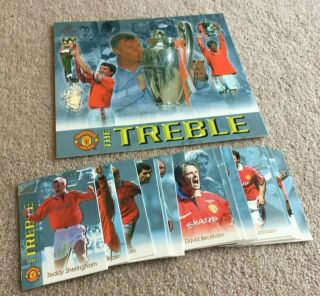 Set Of 14,  Centrepiece Card Manchester United The Treble Futera Platinum Cards