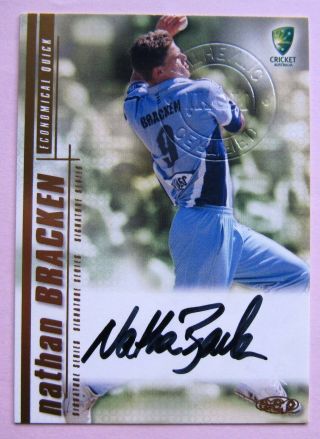 2003 Elite Sports Cricket Signature Card: Nathan Bracken.  Ss09