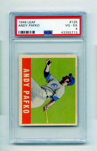 1948 Leaf Andy Pafko 125 Chicago Cubs Baseball Card Psa Vg - Ex 4