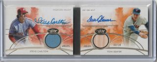 Steve Carlton And Tom Seaver 2014 Topps Tier One Dual Autographed Relics 3/10