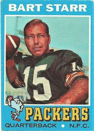 1971 Topps Bart Starr Green Bay Packers 200 Football Card