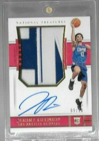 Jerome Robinson 2018 - 19 National Treasures Rookie Patch Auto Gold 9/10 Clippers