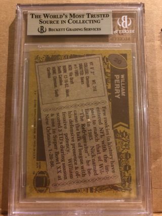 1986 TOPPS WILLIAM “refrigerator” PERRY ROOKIE BGS 8.  5 SUBS 9.  5/9/9/8 2
