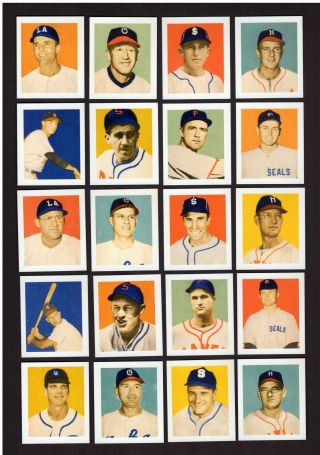 1949 Bowman Gum Pacific Coast League Complete Baseball Reprint Set |all 36 Cards