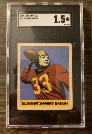 1949 Leaf Football 26 Sammy Baugh Washington Redskins Hof Sgc 1.  5