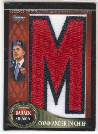 2009 Topps Legends Of The Game Barack Obama Letter Patch " M " 41/50