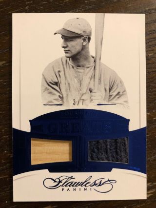 2017 Panini Flawless Lou Gehrig Blue Material Greats Game 2x Bat Jersey /7