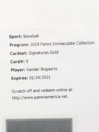 2019 Panini Immaculate Baseball Xander Bogaerts /25 Or Less Signatures Gold
