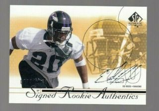 Ed Reed 2002 Sp Authentic Signed Rookie Authentics On Card Autograph D 773/1150