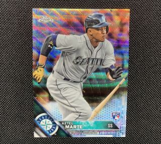 2016 Topps Chrome Ketel Marte Rookie Blue Wave Refractor Rc Sp 61/75 Psa Ready
