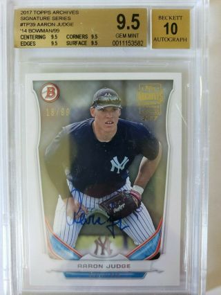 Aaron Judge 2017 Topps Archives Signature Series - 2014 Bowman Auto 18/99 9.  5/10