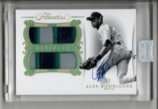 Alex Rodriguez Auto Logo Patch /5 2018 Panini Flawless Greats Gold Dual Sp M 