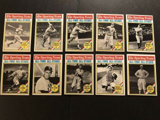 1976 Topps All Time All Stars Set 10 Babe Ruth Lou Gehrig Ty Cobb Ted Williams