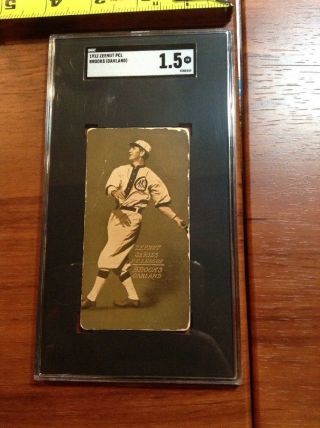1912 Zeenut Pcl Brooks Oakland Sgc 1.  5 Fr Pacific Coast League Baseball Card