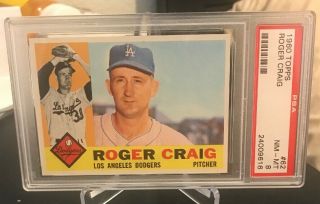 1960 Topps Roger Craig Dodgers Psa 8 Nm - Mt 62