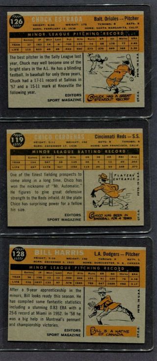 1960 TOPPS BASEBALL CARDS 20 DIFF.  ROOKIE STARS SHARP CORNERS EX TO NRMT 4