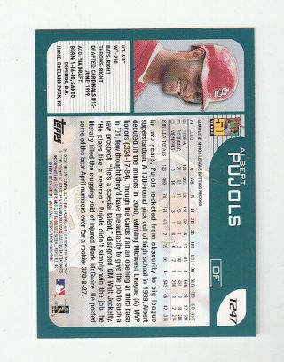 2001 Topps Traded t247 rc ALBERT PUJOLS st louis cardinals Rookie card Angels 2