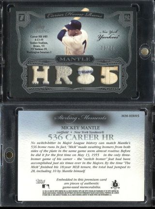 2006 Topps Sterling Moments Mickey Mantle Mm - Hr85 9/10 Jersey Bat Quad Relic