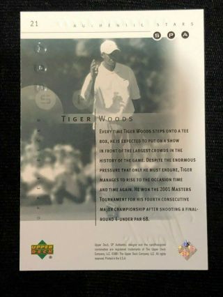 Tiger Woods 2001 SP Authentic Preview xxxx/SAMPLE RC Rookie Card 21 2
