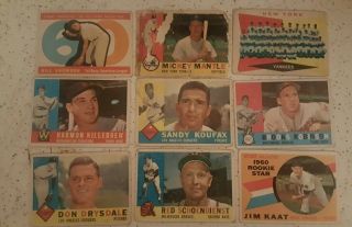 1960 Topps 200 Card Partial Complete Set Mantle Koufax Killebrew Mays - No Dupes