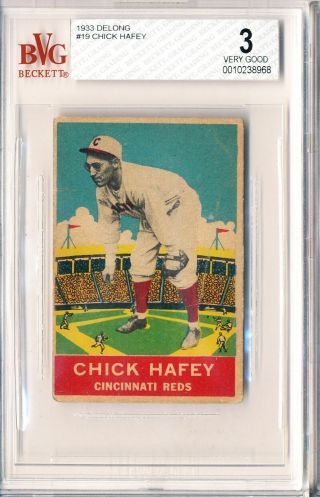 Chick Hafey 1933 Delong 19 Beckett Bgs Bvg 3 Vg Hall Of Fame Hof Reds