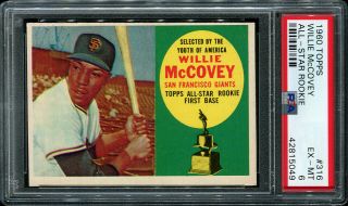 1960 Topps Willie Mccovey Hof Rookie Rc 316 Psa 6 Ex - Mt