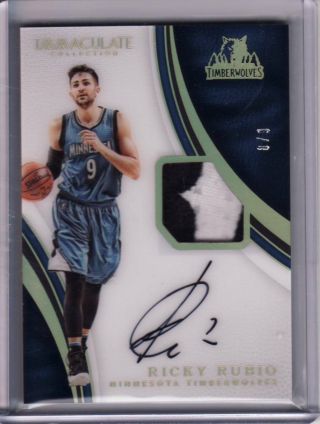 2016 - 17 Panini Immaculate Ricky Rubio Game Worn Patch Acetate Auto 8/9