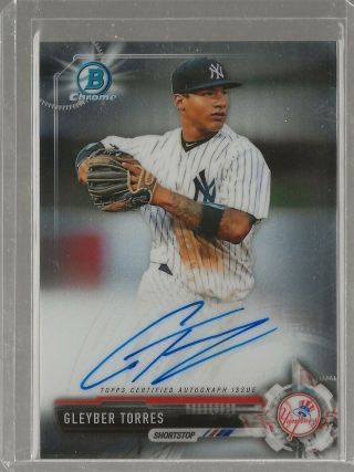 2017 Bowman Chrome Gleyber Torres Autograph Rc Rookie Auto Cpa - Gt