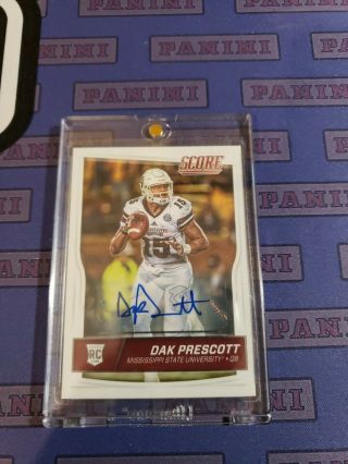 Dak Prescott 2016 Panini Score Football Autograph Rookie Card 337 Rc Auto Jk