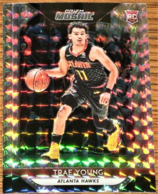 Trae Young 2018 - 19 Panini Prizm Mosaic Silver Refractor Rc Rookie Hawks