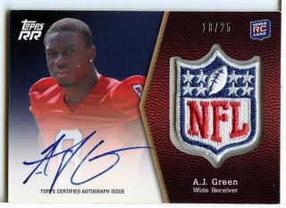 A.  J.  Green 2011 Topps Rising Rookies Nfl Shield Rookie Auto Patch /25 Ag116
