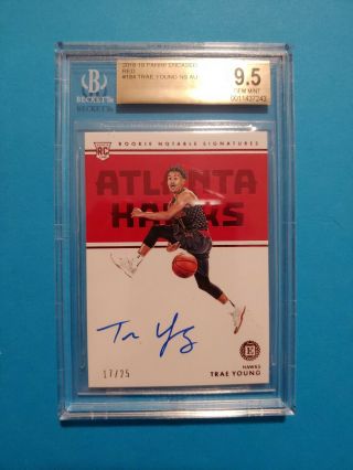 Trae Young Beckett Graded 9.  5 Gem Mint/10 Auto 2018 Panini Encased Red 17/25