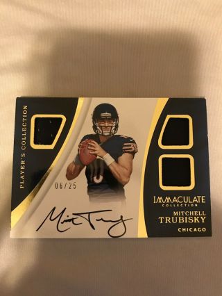 2017 Immaculate Mitchell Trubisky Rc Auto Triple Patch ’d 6/25 Bears