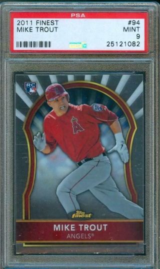 2011 Topps Finest Baseball Mike Trout Rookie Card Angels 94 Psa 9