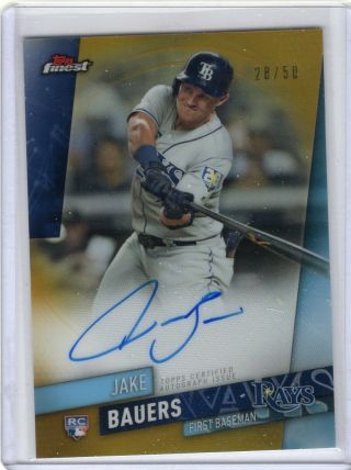 Jake Bauers 2019 Topps Finest Gold Refractor Auto 28/50
