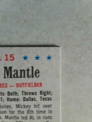 Mickey Mantle 15 1963 Post Cereal Baseball Card 3