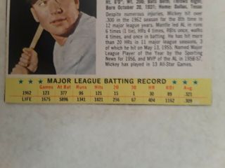 Mickey Mantle 15 1963 Post Cereal Baseball Card 8