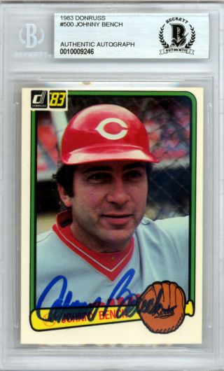 Johnny Bench Autographed Signed 1983 Donruss Card 500 Reds Beckett 10009246