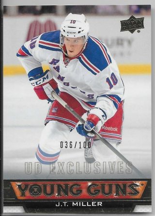 13 - 14 Ud Upper Deck J.  T.  Miller Exclusives Young Gun Rc /100 205 2013 Rookie Yg