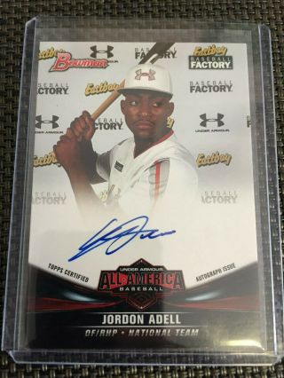 2016 Bowman Under Armour All America Jo Adell Rc Rookie Auto 163/199