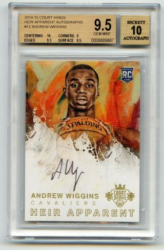 2014 - 15 Panini Court Kings Heir Apparent Rookie Rc Andrew Wiggins 9.  5 Auto
