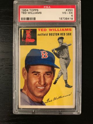 1954 Topps Ted Williams 250 Psa 4 Vg - Ex