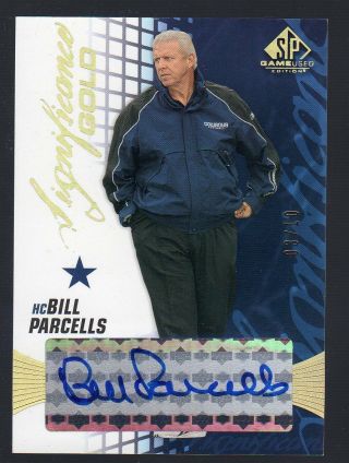Bill Parcells 2004 Sp Game Signatures Gold Auto 3/10 Ny Giants Cowboys