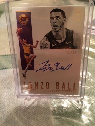2018 - 19 Panini Encased Lonzo Ball Scripted Signatures Auto 2/12,  1/1 Jersey