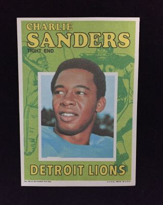 1971 Topps Football Poster Insert 26 Charlie Sanders Nm/mt