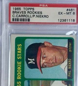 1965 Topps 461 Phil Niekro HOF Braves Rookies PSA 6 EX - MT 3